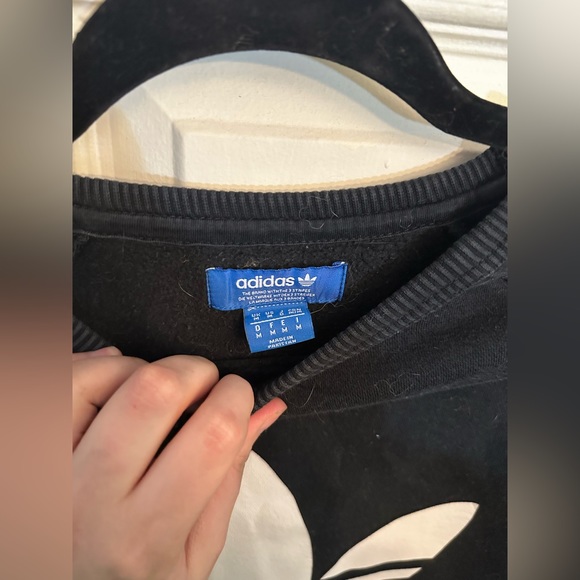 Women’s Adidas fleece logo crew neck sweatshirt black and white size medium - Picture 2 of 4